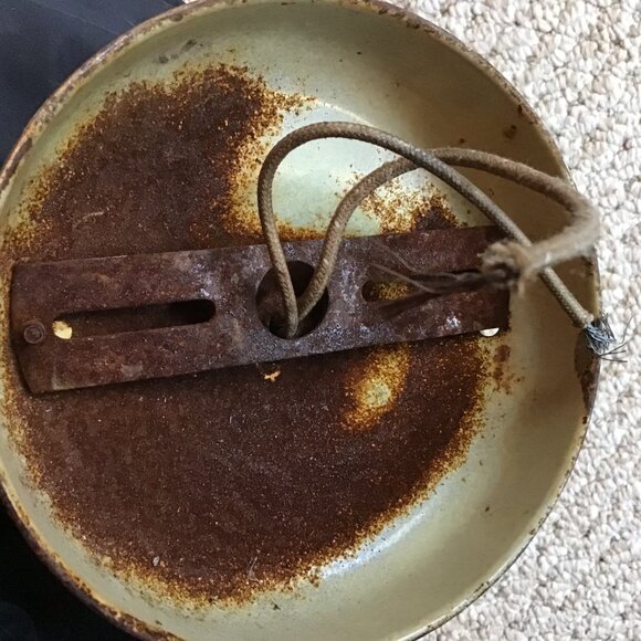 Vintage Metal Ceiling Light Fixture with Glass Trim - Great Repurpose Fixture - Picture 4 of 6